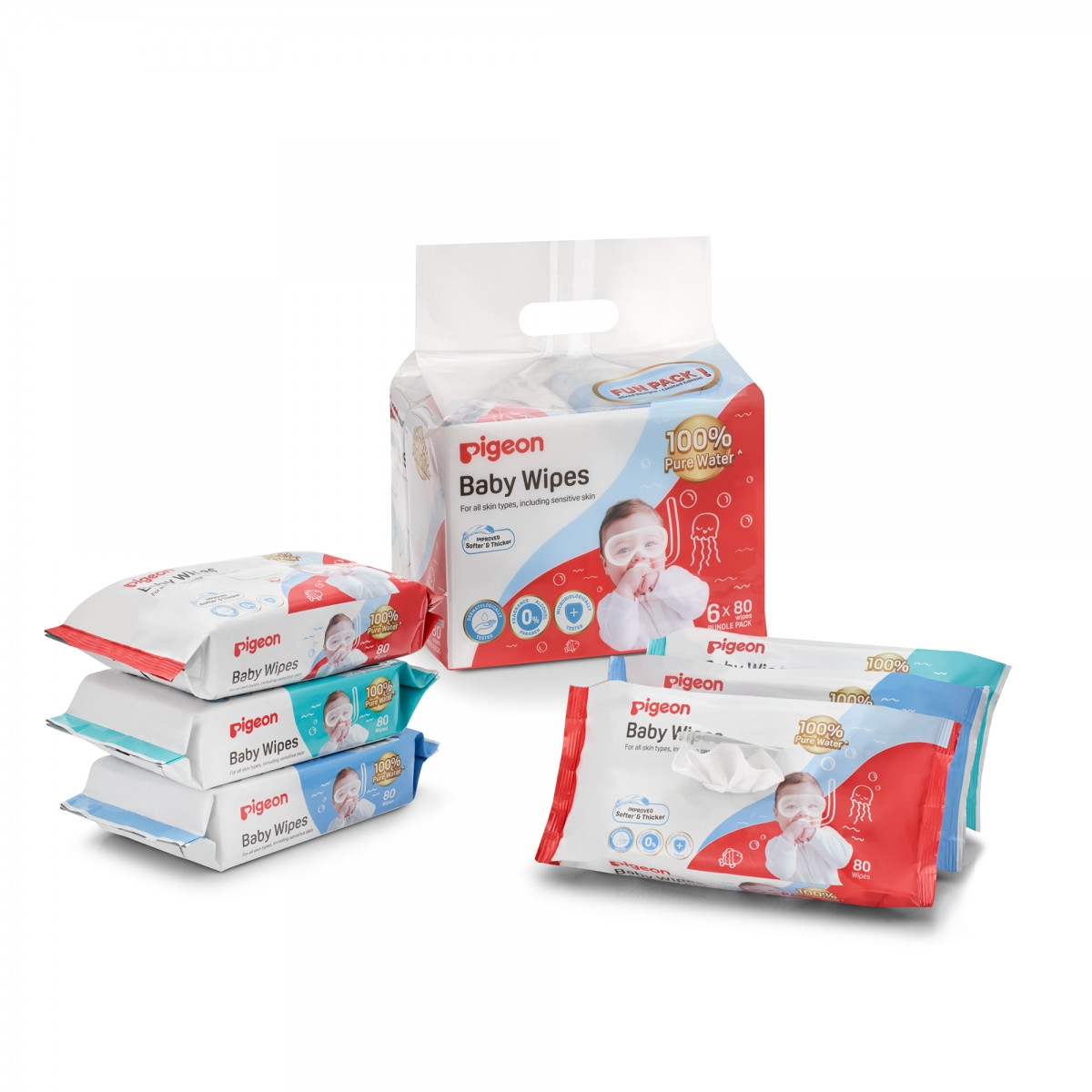 Pigeon Baby Wipes 82's 6 In 1