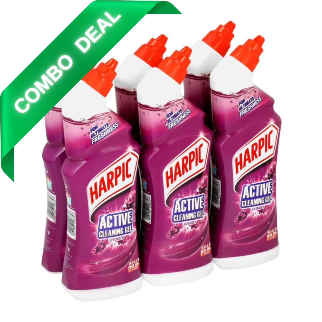 Harpic Active Cleaning Lavender Gel Toilet Cleaner  (6 x 750 ml)