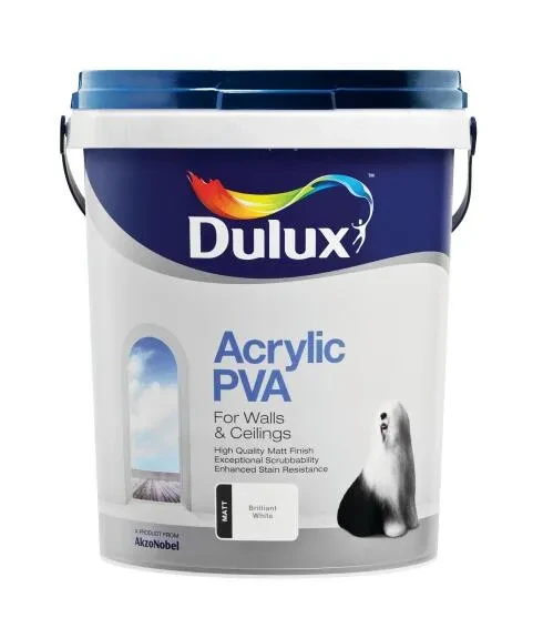 Wall Paint Interior/Exterior Acrylic PVA Matt Dulux Brilliant White 20l