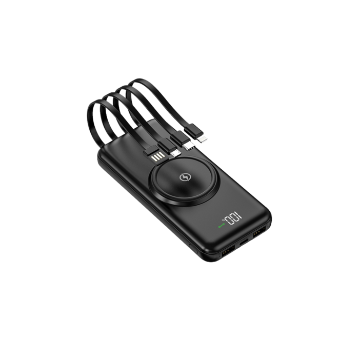 Superfly Wireless 4 Cable 10000mAh Powerbank Black