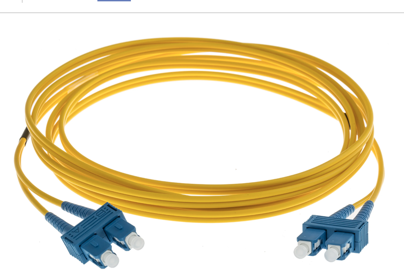 SC to SC Duplex Single Mode OS1 Fibre Optic Cable, 9/125μm, Yellow, 3m
