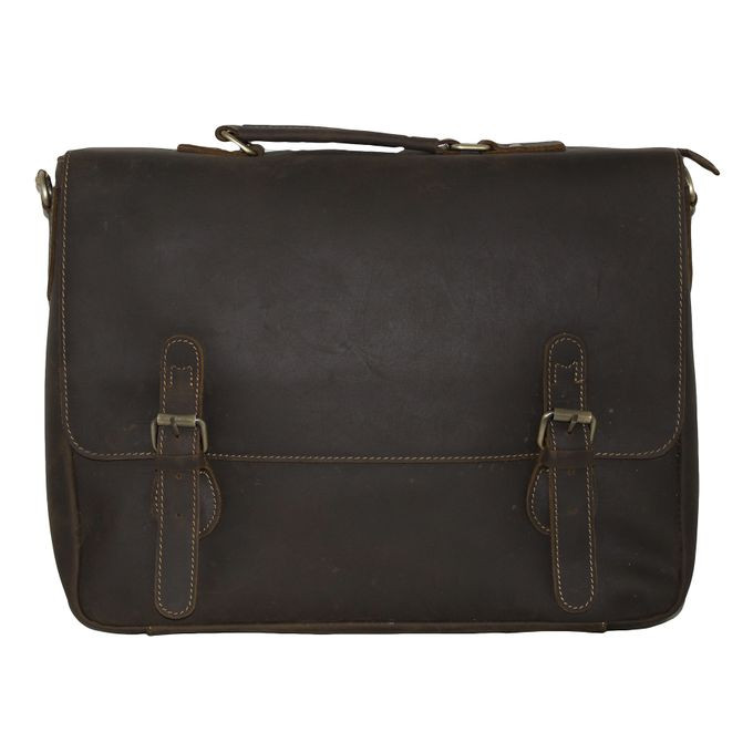 Fino 17" Unisex Classic Top Grain Genuine Leather Hand/Shoulder Laptop Briefcase