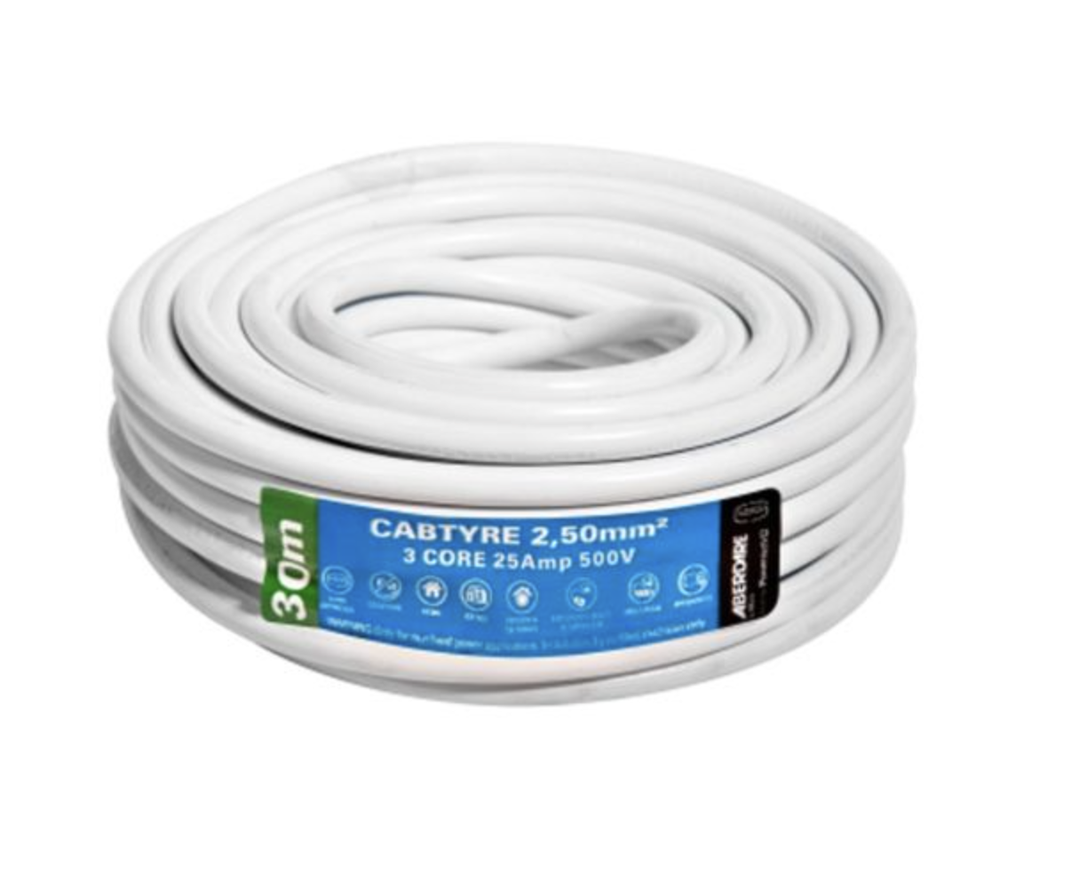 APDCBG25WE30 Cabtyre 3 Core Cable - White (30m)
