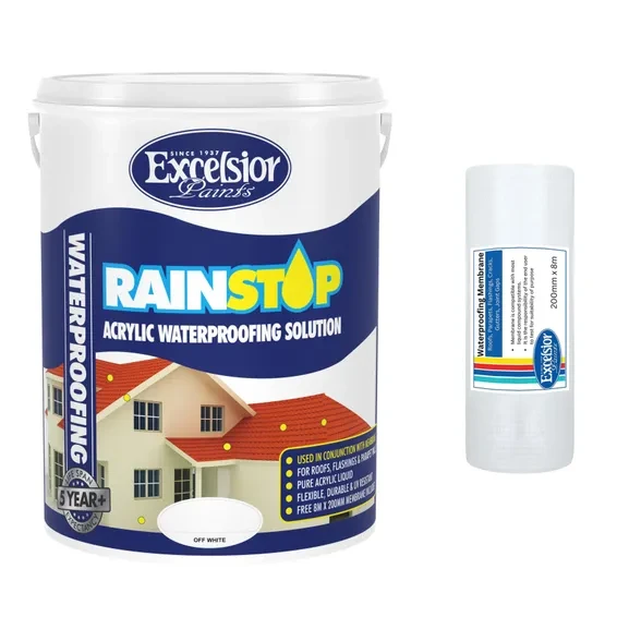 Excelsior Rainstop Waterproofing paint acrylic roof paint Light Grey 5l