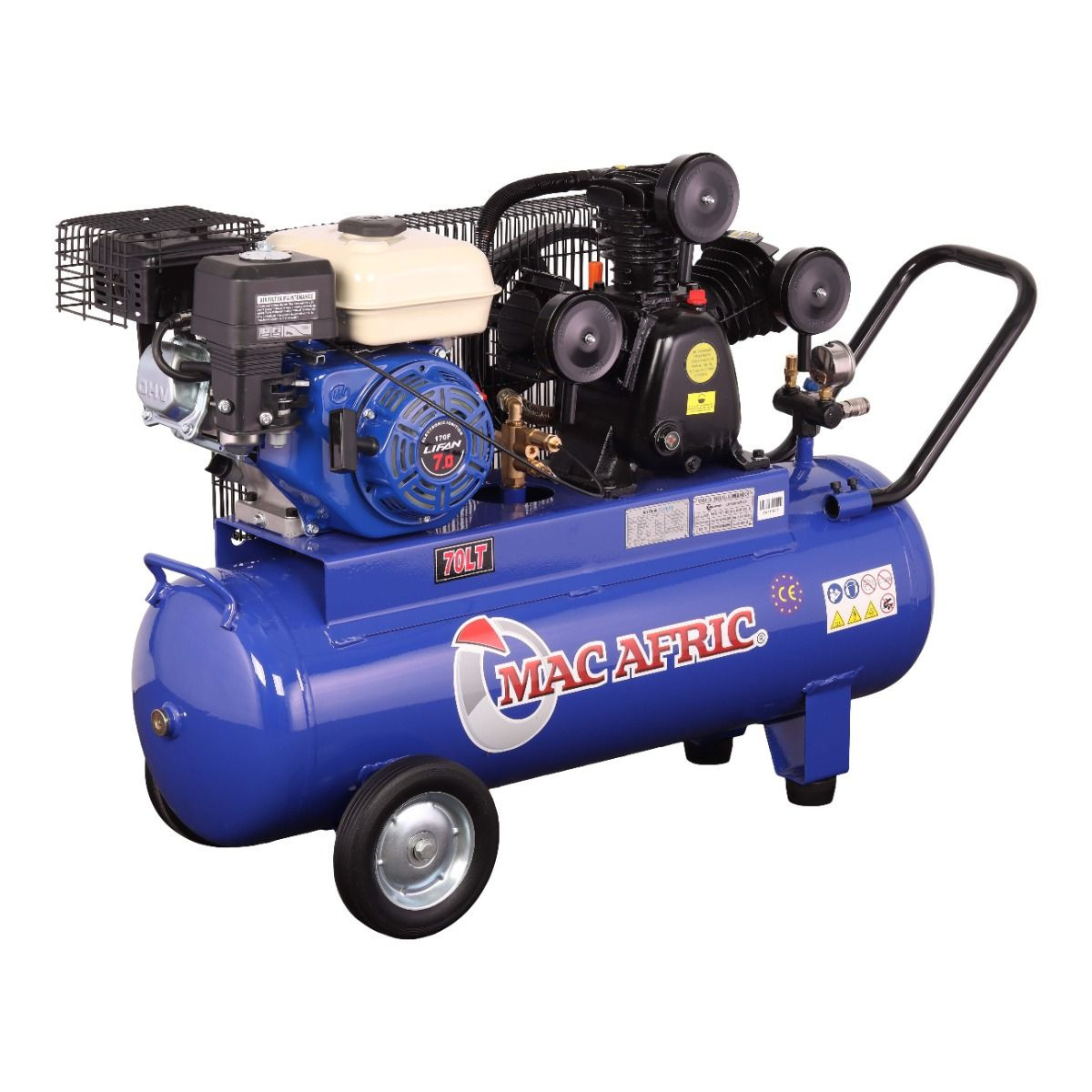 MAC AFRIC 70 Litre Petrol Belt Driven Compressor 5 KW (7 HP