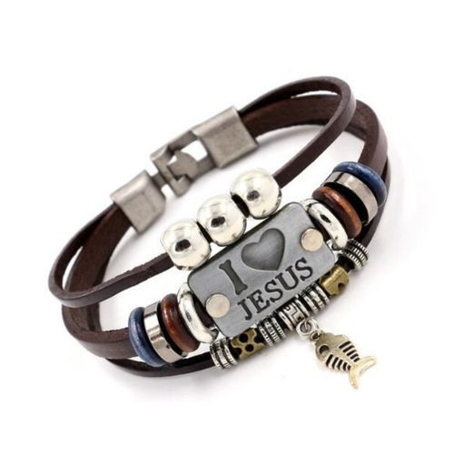 Leather 2025 jesus bracelet