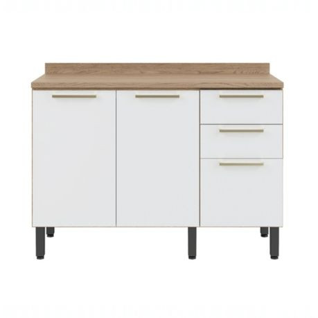 Kitchen 120cm Floor Unit - Light Oak-White