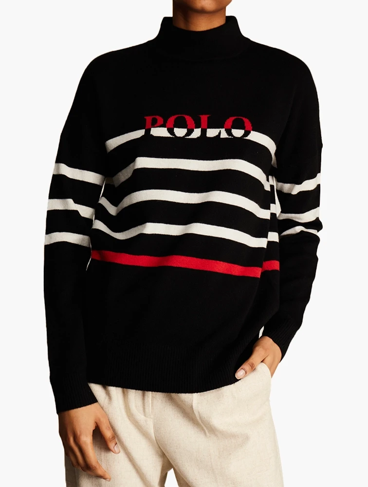 Polo Black Stripe Branded Longsleeve Sweater