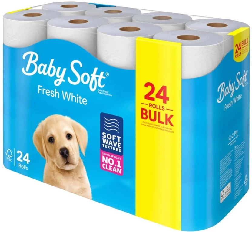 Baby Soft 2 Ply Toilet Paper Roll  (Pack of 1 x 24 Rolls)