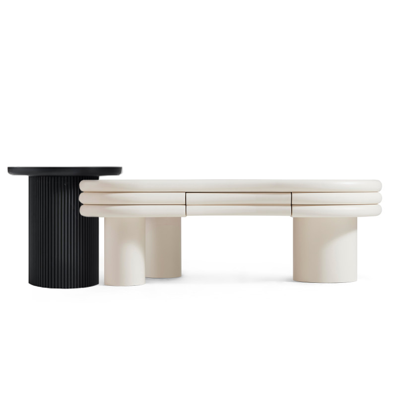 Altti 2-Piece CreamBlack Coffee Table Set