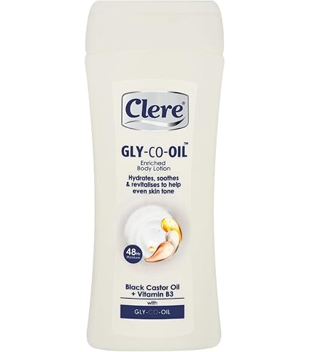 Clere – Gly-Co-Oil Enriched Body Lotion, Hydrates, Soothes & Revitalises to Help Even Skin Tone, with Black Caster Oil & Vitamin B, 48hr Moisture, 400ml