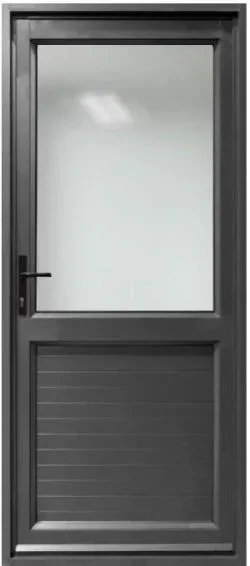 Aluminium door charcoal kick plate obscure glass right hand opening W900 x H2100MM