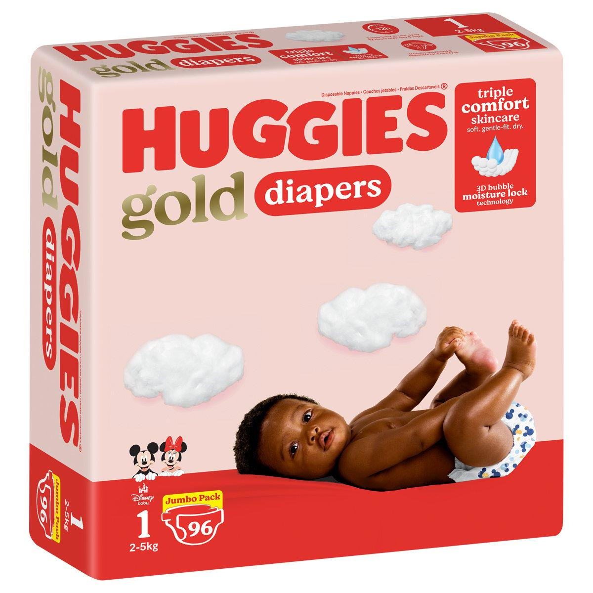 Huggies Gold Skin Soft Size 1 - 192 Nappies Bale