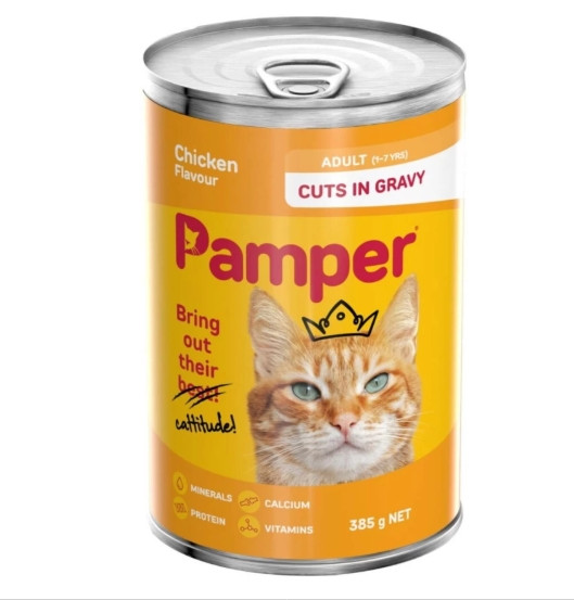 Pamper Chicken Flavour Chicken 385 kg Wet Adult Cat Food