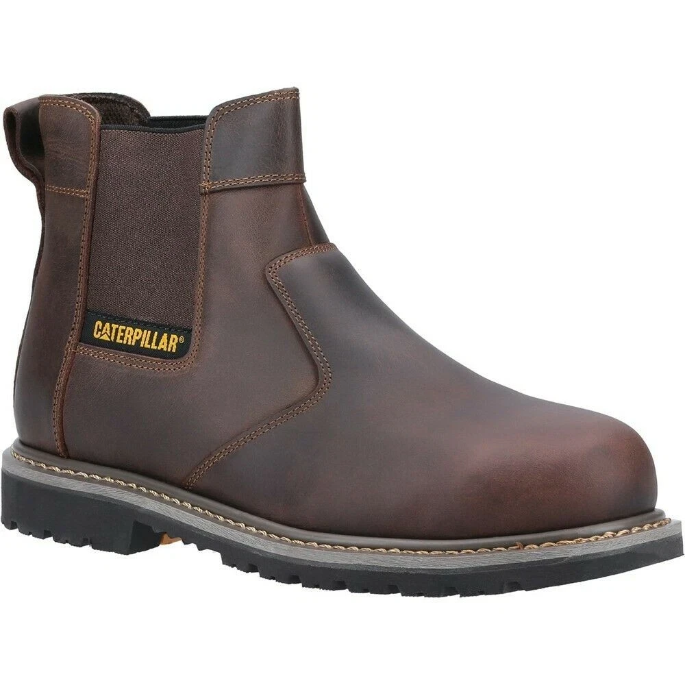Mens Caterpillar PowerPlant Dealer Steel Toe Safety Pull On Boots