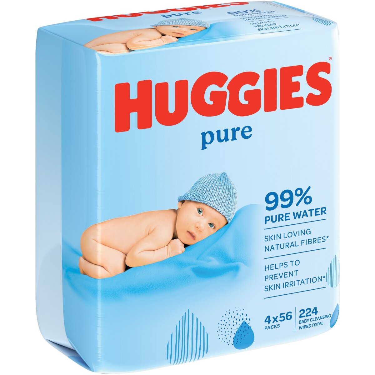 Huggies Baby Wipes (4x56's) Pure