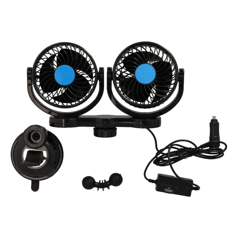 AUTOGEAR 12V PLUG 5V DOUBLE HEAD ADJUSTABLE SPEED FAN