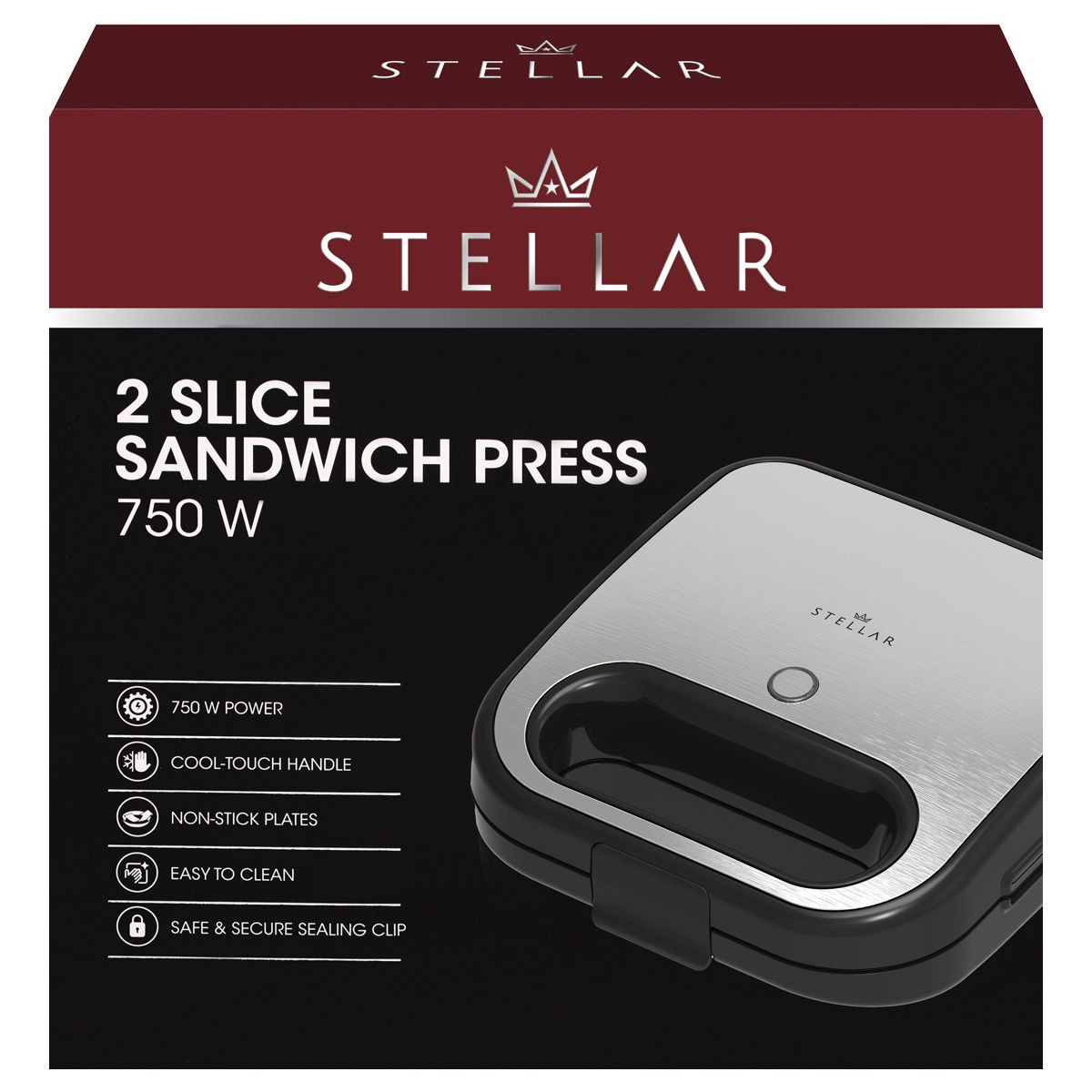 Stellar 2 Slice Sandwich Press 24.4 X 13cm