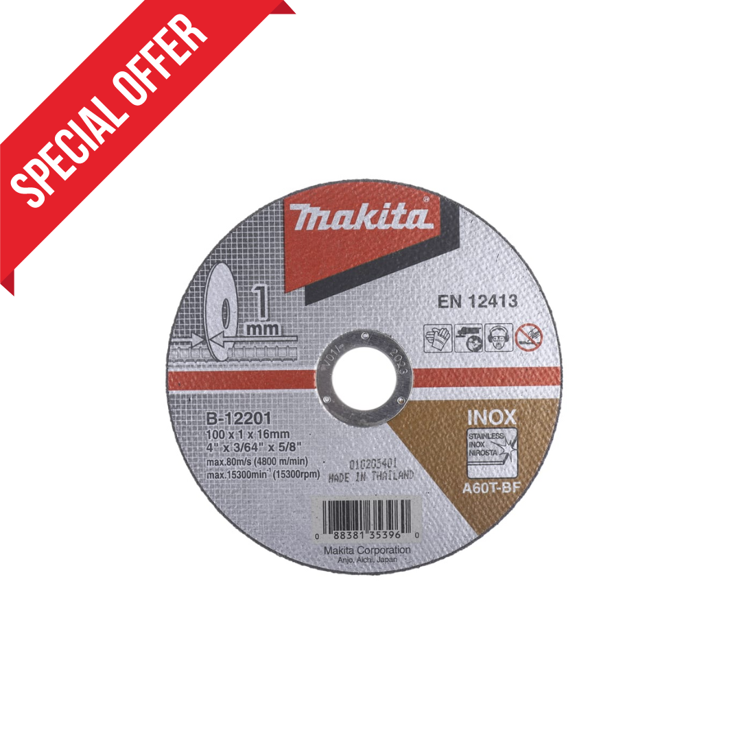 Makita B Aluminium Oxide Cutting Disc, 100mm x 1mm Thick, P120 Grit, 10 in pack