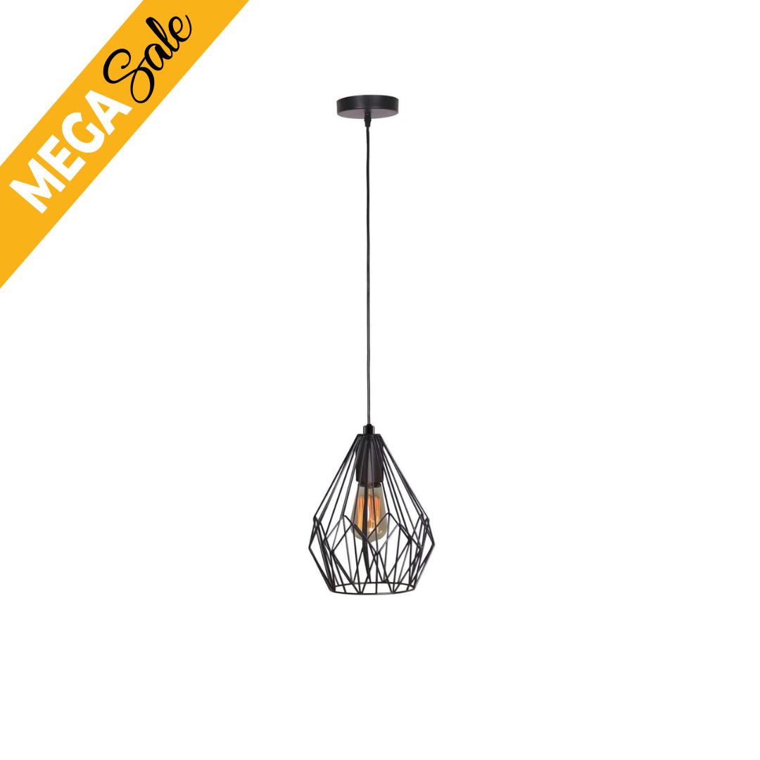 HANGING LIGHT-METAL WIRE PENDANT-BLACK