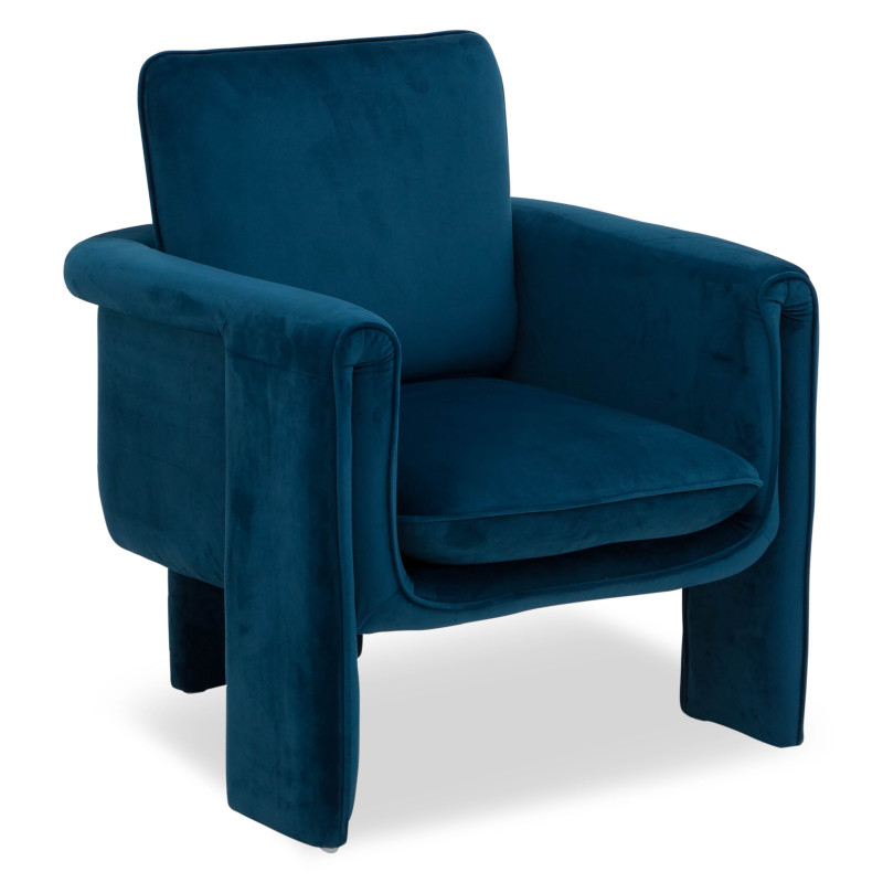 Emery Tri-Leg Velvet Armchair – Blue