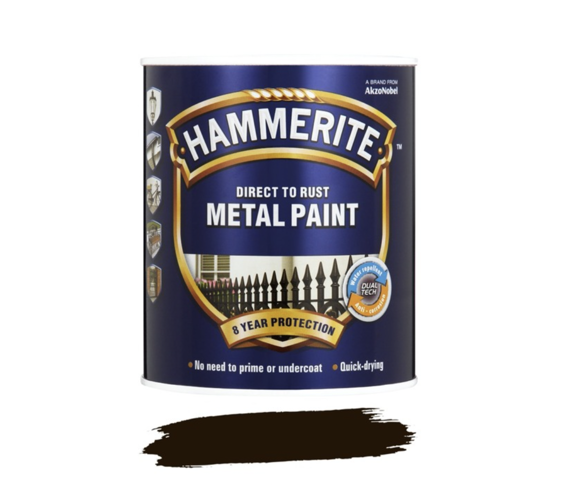 Hammerite Direct to Rust Hammered Metal Paint - Brown (1L)