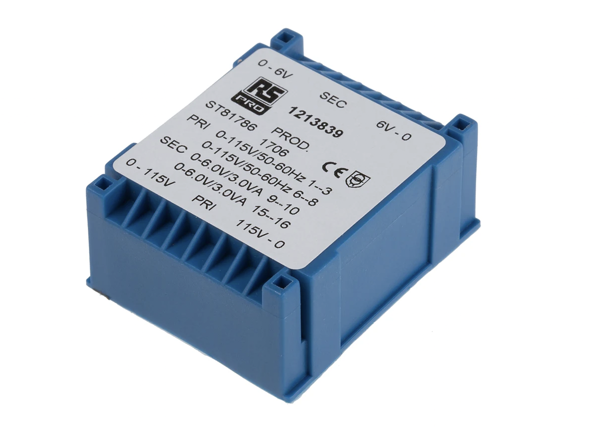 RS PRO 2 x 6V ac 2 Output PCB Mount PCB Transformer, 6VA