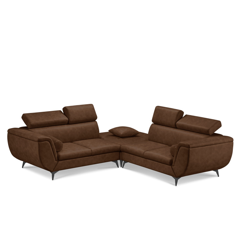 Alcina 4-Seater Leatheraire Fabric Sofa with Ottoman