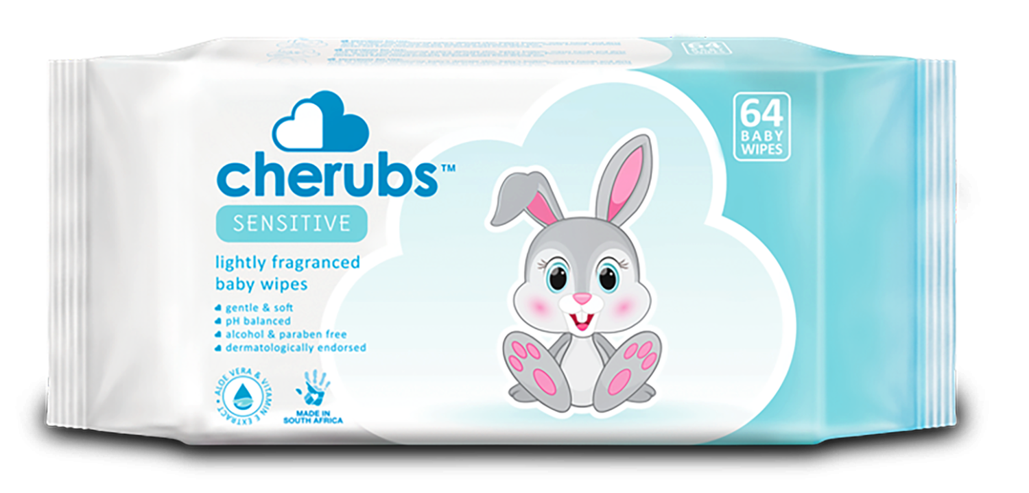 Cherubs Wipes Sensitive Fragranced 64 Ea