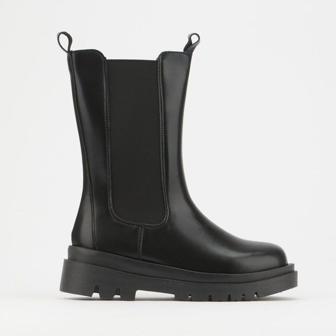 Utopia Mid Calf Chelsea Chunky Boot Black