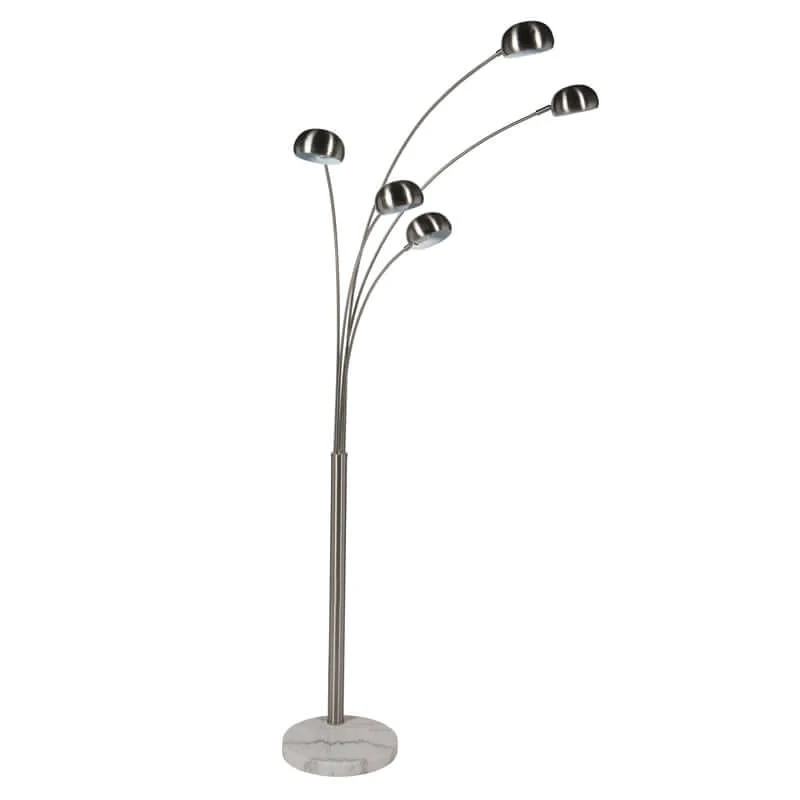 LAMP FLOOR-5 BRANCH ARC-METAL DOMES 210cm H