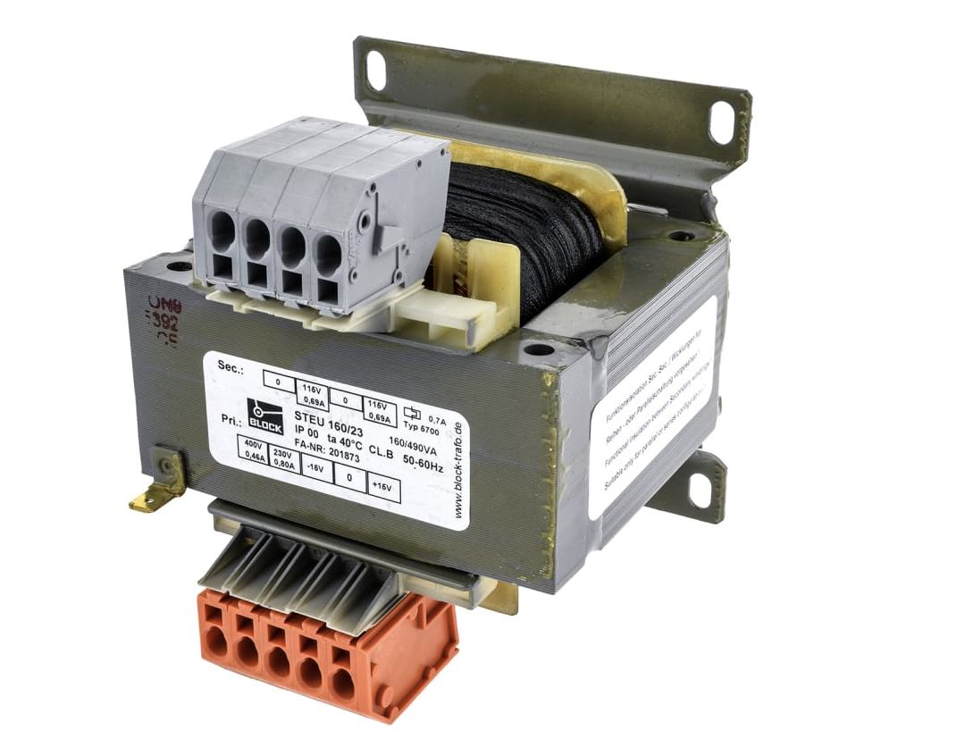 Block 160VA 2 Output Chassis Mounting Transformer, 2 x 115V ac