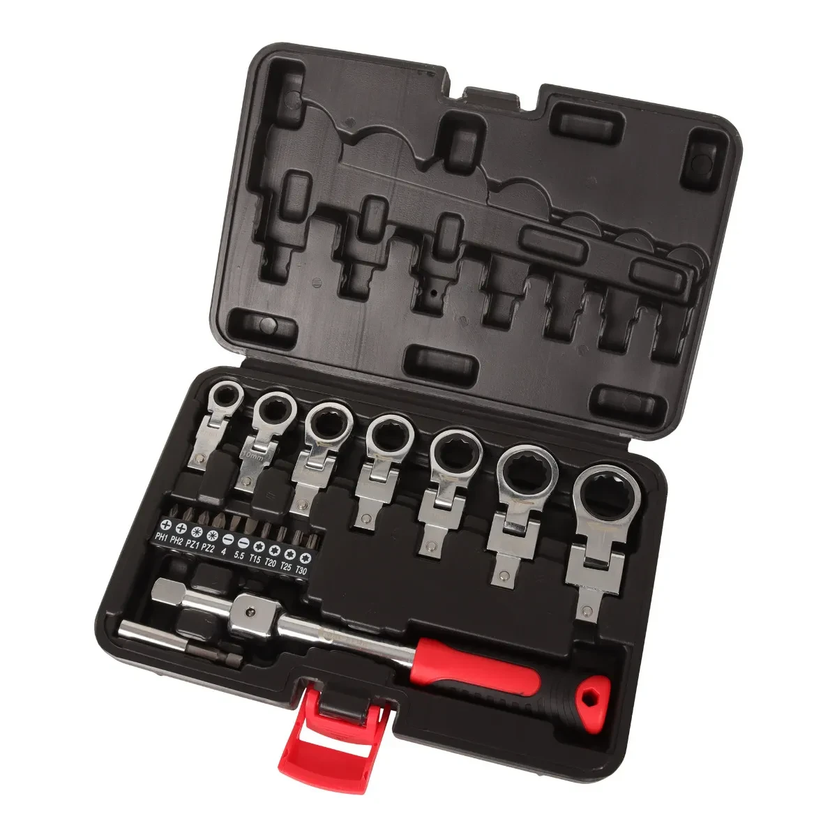 20PCE FLEX RATCHET HEAD WRENCH SET(8-10-12-13-14-17-19 INCL S/D BITS )