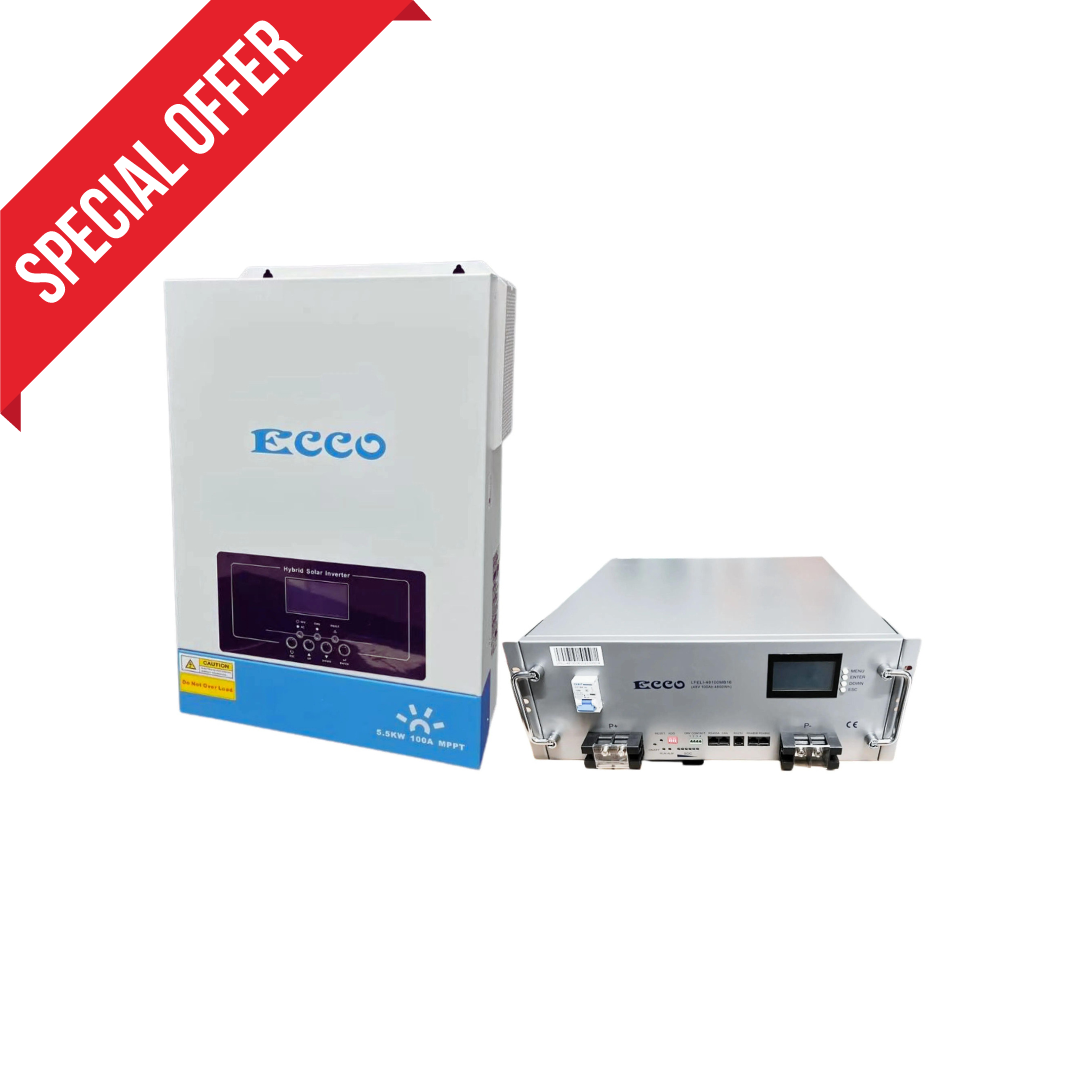 ECCO 5.5KW 48V 100A MPPT Hybrid Solar Inverter with 48V/100ah Lithium Battery