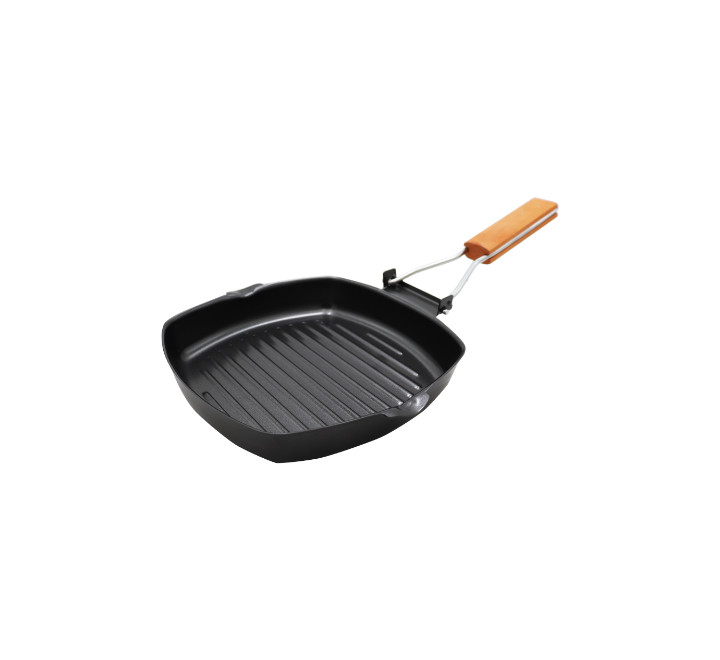 Square Grill Pan with Wooden Handle (20 cm)
