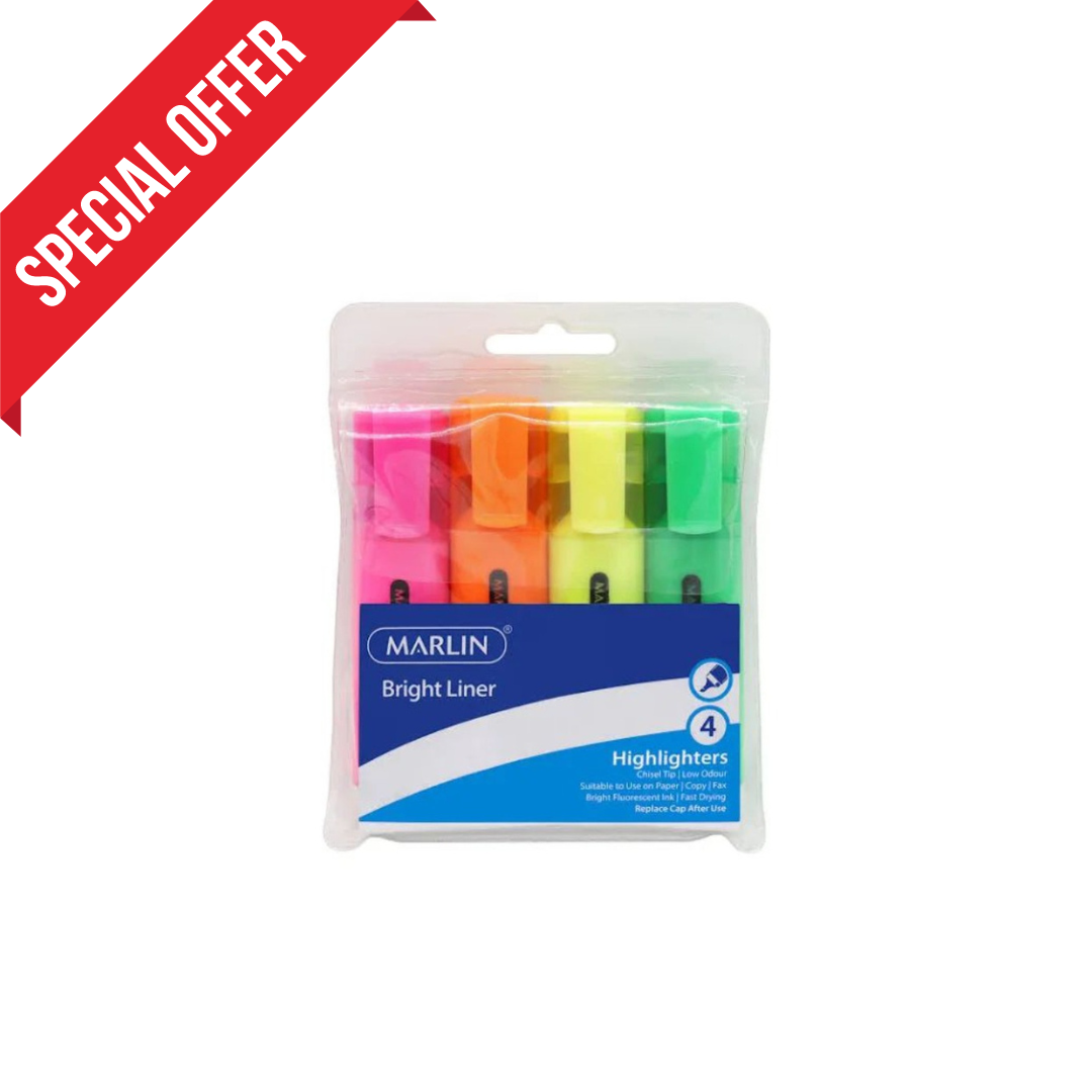Marlin – HB Pencil Combo (SM119)Marlin – Kids Jumbo Triangle Pencil 3’s (SM124) Marlin – Highlighters 4’s Assorted Colour (SM10)