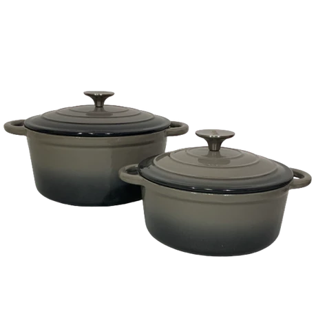 Pot set 7 Piece Cast Iron Grooved Lid Grey