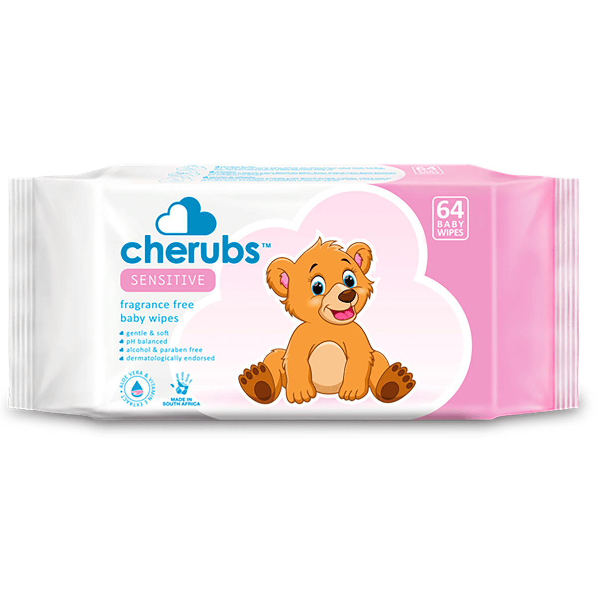 Cherubs Wipes Sensitive 64 Ea