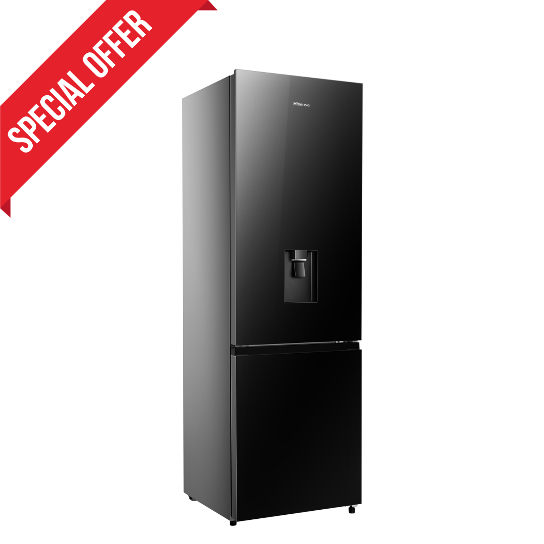 Hisense 347L Combi Fridge With Water Dispenser Black Glass H450BMIB-WD