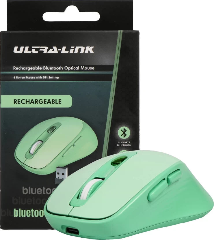 Ultralink Rechargeable Bluetooth Optical Mouse Wireless Gaming Mouse  (2.4GHz Wireless, Bluetooth, Green)
