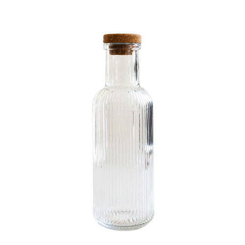 Home Classix Glass Bottle Rippled With Cork Lid – 1L