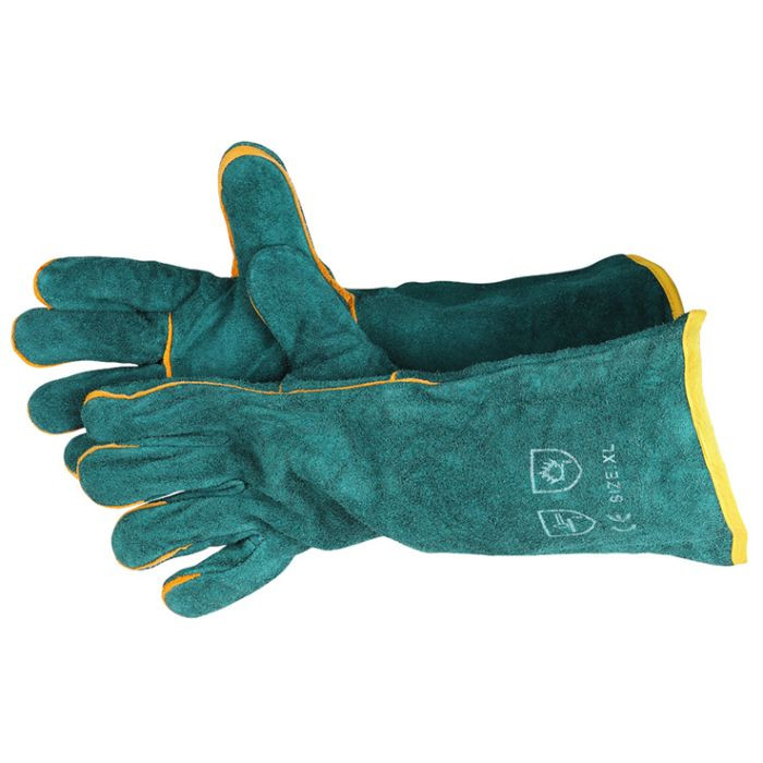 200mm Green Lined Leather Gloves Size 11
