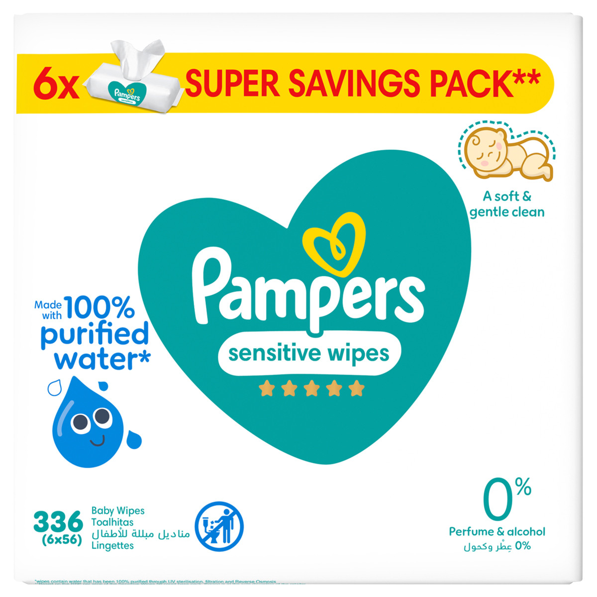 Pampers Baby Wipes Sensitive 6's - 6x56